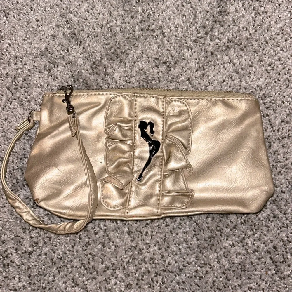 Gold and back Dollhouse zipper pouch makeup bag